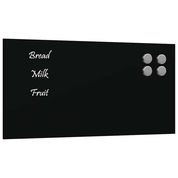 vidaXL Tablă magnetică de perete neagră 40x20 cm, sticlă securizată