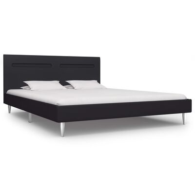 vidaXL Cadru de pat cu LED-uri, negru, 160 x 200 cm, material textil
