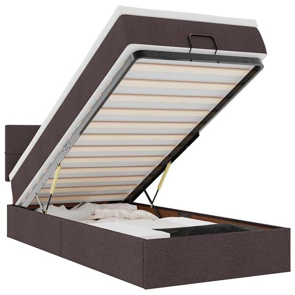 vidaXL Pat otoman cu saltea țesătură maro &icirc;nchis 100x200 cm