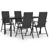 vidaXL Set mobilier de grădină, 5 piese, negru, poliratan