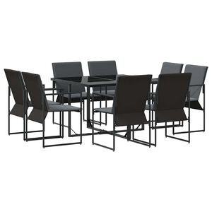 vidaXL Set de masă pentru grădină 9 buc. Negru Oțel