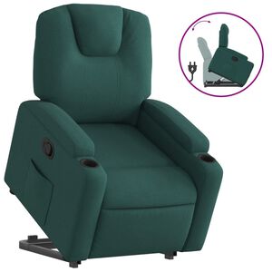 vidaXL Fotoliu rabatabil ridicare pe verticală, verde &icirc;nchis, textil