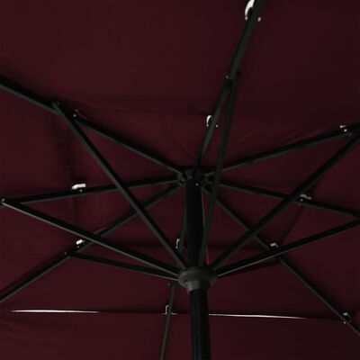 vidaXL Umbrelă de soare 3 niveluri stâlp aluminiu roșu bordo 2,5x2,5 m