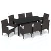 vidaXL Set mobilier de grădină cu perne, 9 piese, maro, poliratan