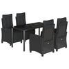 vidaXL Set mobilier de grădină cu perne, 5 piese, negru, poliratan