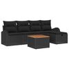vidaXL Set de canapele pentru grădină cu pernă 6 pcs Negru Rattan poli