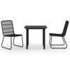 vidaXL Set mobilier de exterior, 3 piese, poliratan și sticlă