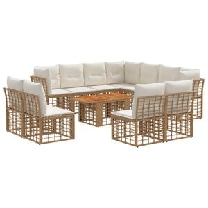 vidaXL Set de canapele pentru grădină 12 buc. Alb Natural și Crem