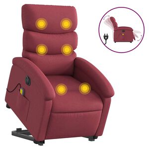 vidaXL Fotoliu de masaj electric rabatabil cu ridicare roșu vin textil