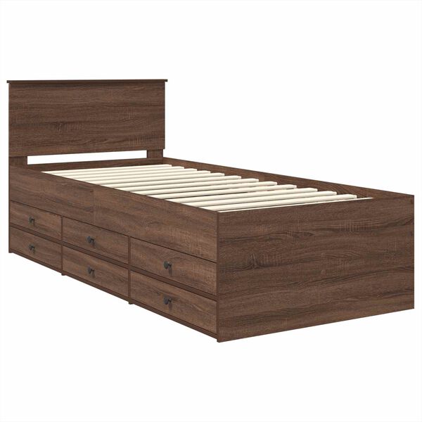 vidaXL Daybed cu sertar Stejar maro și negru 90 x 200 cm Lemn compozit