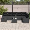 vidaXL Set de canapele pentru grădină cu pernă 9 pcs Negru Rattan poli