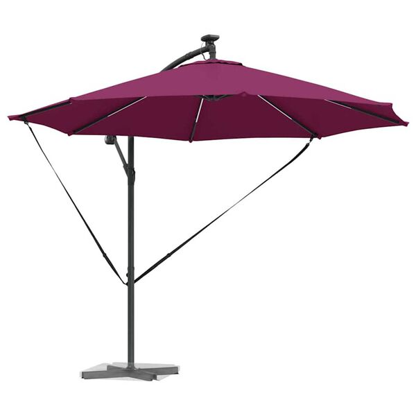vidaXL Parasol banana cu brațe Roșu bordo 294 x 294 x 248 cm