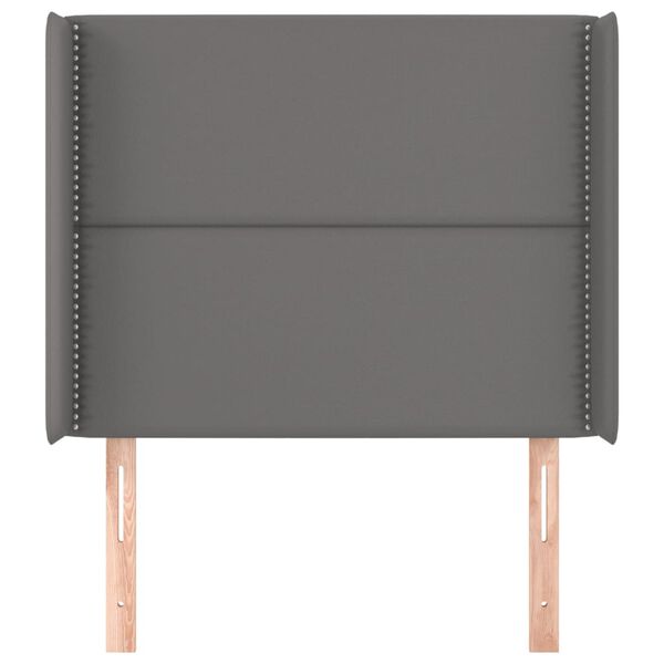 vidaXL Tăblie de pat cu aripioare gri 103x16x118/128 cm piele eco
