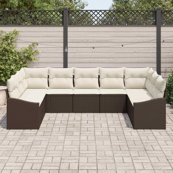 vidaXL Set de canapele pentru grădină 9 pcs Maro Rattan poli