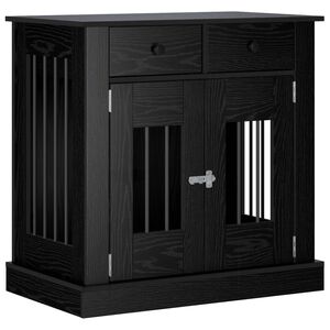 vidaXL Mobilă pentru cușcă de c&acirc;ine Stejar Negru 80 x 47,5 x 80 cm
