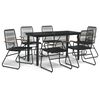 vidaXL Set mobilier de grădină, 7 piese, negru, ratan PVC