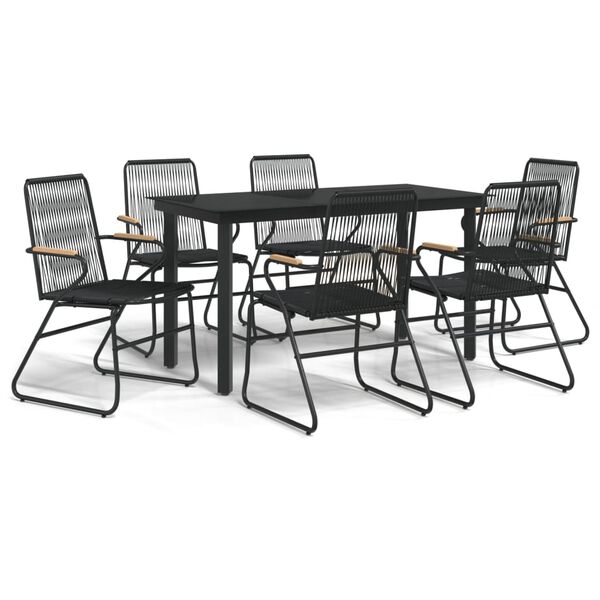 vidaXL Set mobilier de grădină, 7 piese, negru, ratan PVC