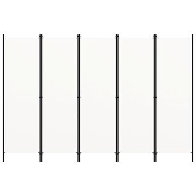 vidaXL Paravan de cameră cu 5 panouri, alb, 250 x 180 cm
