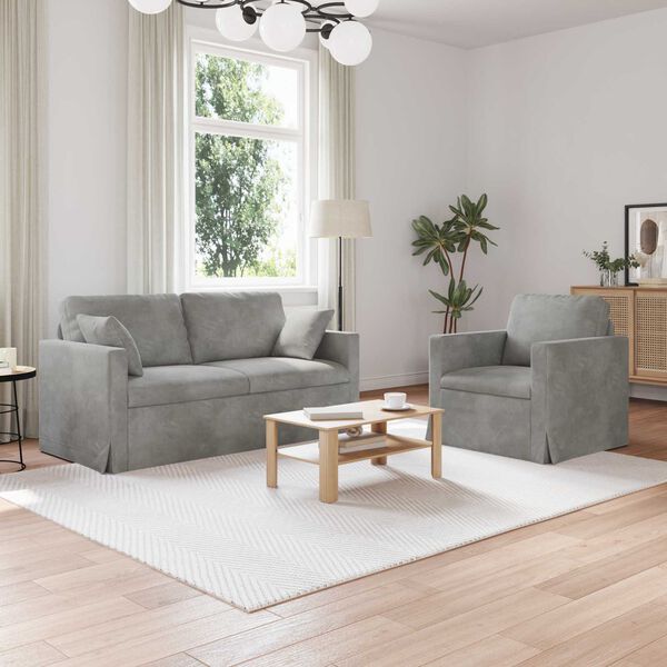 vidaXL Set de canapea 2 pcs Gri deschis 158 x 78 x 80 cm Catifea