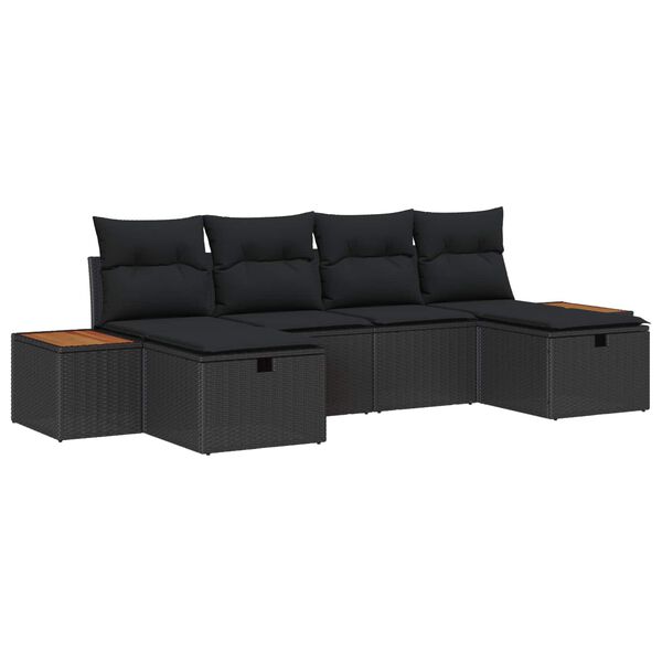 vidaXL Set de canapele pentru grădină 6 pcs Negru 55 x 62 x 69 cm