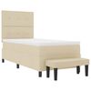 vidaXL Pat cu arcuri cu saltea cu headboard Crem 90 x 200 cm țesătură