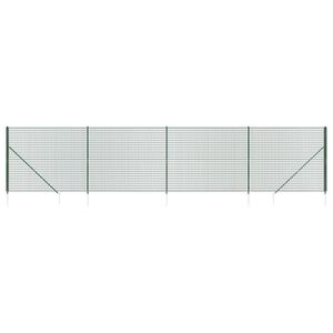 vidaXL Gard plasă de s&acirc;rmă cu țăruși de fixare, verde, 2x10 m