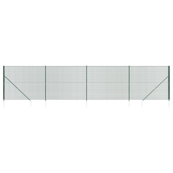 vidaXL Gard plasă de sârmă cu țăruși de fixare, verde, 2x10 m