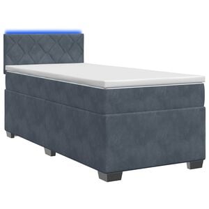 vidaXL Pat box spring cu saltea și LED Gri &icirc;nchis 90 x 200 cm Catifea