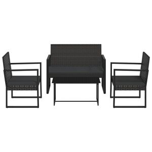 vidaXL Set mobilier relaxare grădină 4 piese cu perne poliratan negru
