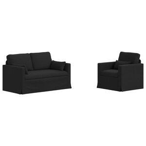 vidaXL Set de canapea 2 pcs Negru 139 x 78 x 80 cm țesătură