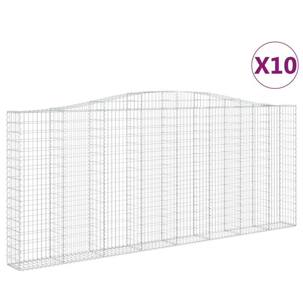 vidaXL Coș gabion arcuit, 10 buc, 400x30x160/180 cm, fier galvanizat
