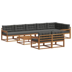 vidaXL Set de canapele de exterior cu pernă 9 pcs Natural și Antracit