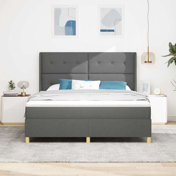 vidaXL Pat cu arcuri cu saltea cu headboard Gri 140 x 200 cm țesătură