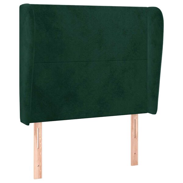 vidaXL Tăblie pat cu aripioare verde &icirc;nchis 93x23x118/128 cm catifea
