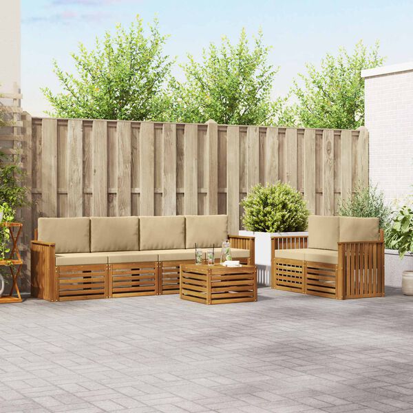 vidaXL Set de canapele de exterior Natural și Bej Lemn Solid de Acacia