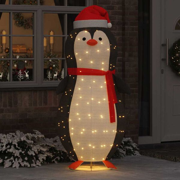 vidaXL Figură de pinguin de zăpadă Alb cald 78 x 88 x 180 cm țesătură