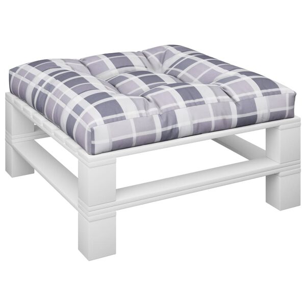 vidaXL Pernă de paleți, gri carouri, 80x80x12 cm, material textil