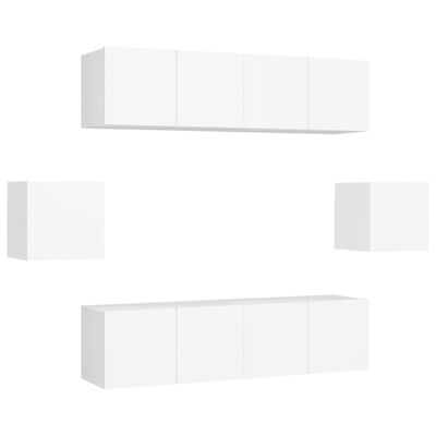 vidaXL Set dulapuri TV, 6 piese, alb, lemn prelucrat