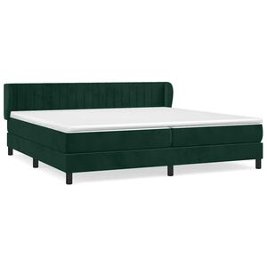 vidaXL Pat box spring cu saltea, verde &icirc;nchis, 200x200 cm, catifea