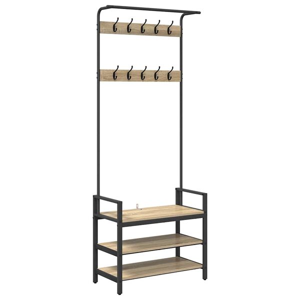 vidaXL Răcător de paltoane cu raft Stejar sonoma 75 x 34 x 184 cm