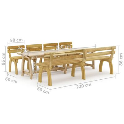 vidaXL Set mobilier de exterior, 6 piese, lemn de pin tratat