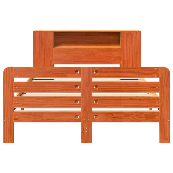 vidaXL Cadru pat fără saltea, maro ceruit, 135x190 cm, lemn masiv pin