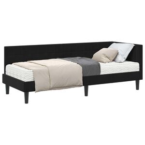 vidaXL Cadru de pat colțar cu saltea 2 buc. Negru 80 x 200 cm Catifea