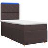 vidaXL Pat cu arcuri LED și saltea Maro &icirc;nchis 100 x 200 cm Țesătură