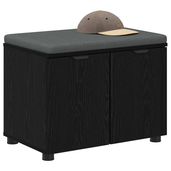vidaXL Bancă pentru hol cu pernă cu ușă Stejar Negru 60 x 38 x 46 cm