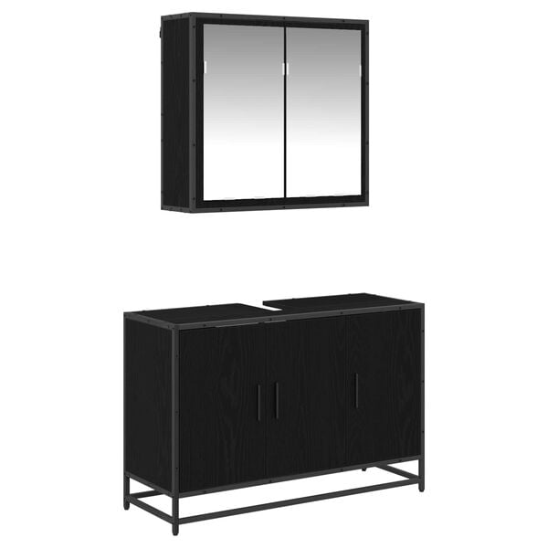 vidaXL Set de mobilier pentru baie 2 pcs Stejar Negru Lemn compozit