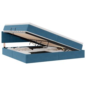 vidaXL Pat cu saltea și LED Albastru &icirc;nchis 200 x 200 cm Catifea