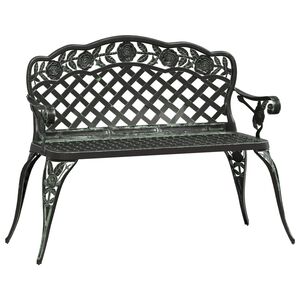 vidaXL Bancă de grădină, verde, 108 cm, aluminiu turnat