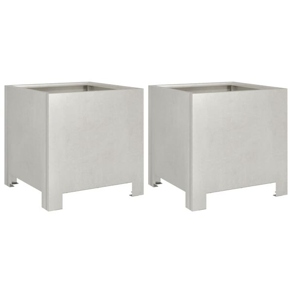 vidaXL Jardiniere grădină, 2 buc., 30x30x30 cm, oțel inoxidabil