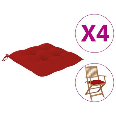 vidaXL Set perne de scaun, 4 buc, 40 x 40 x 8 cm, roșu